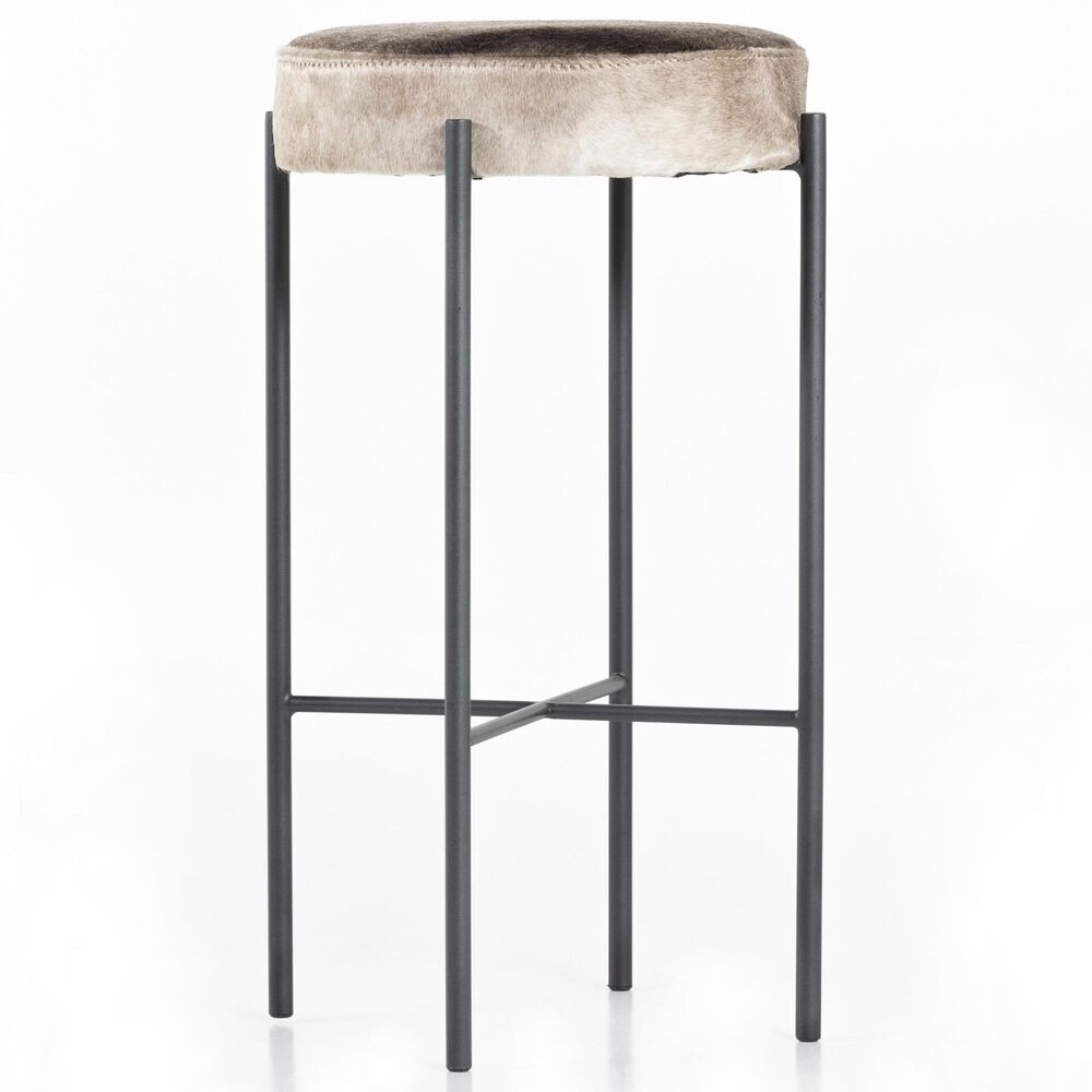 Four Hands Nocona Bar Stool with Speckled Hide Leather in Gunmetal, , large