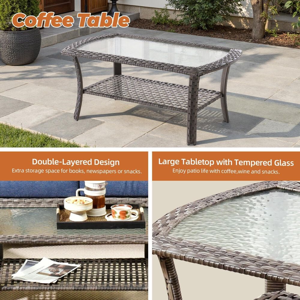 HOMLUX 7-Piece Patio Conversation Set in Denim Blue, , large