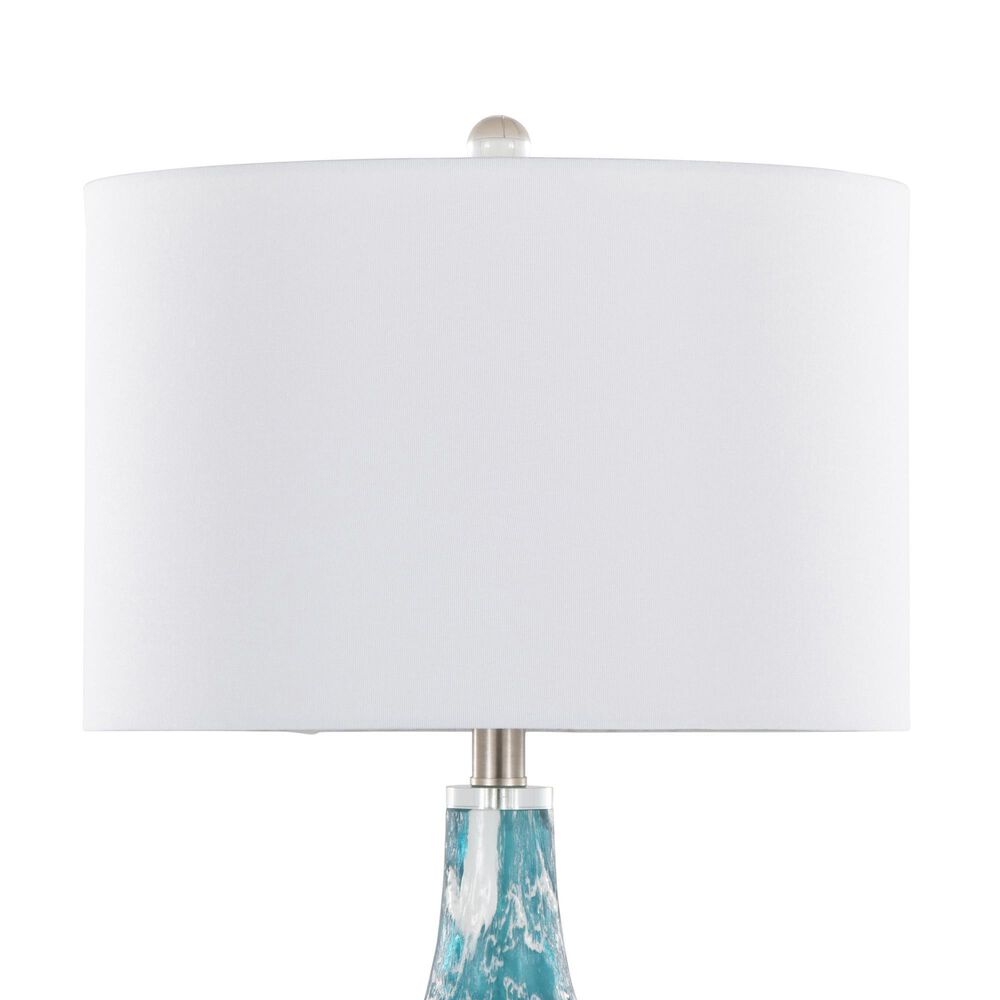 LumiSource Rocca Glass Table Lamp in Sapphire Blue, White, Brushed Nickel and Clear (Set of 2), , large