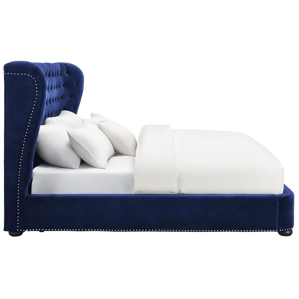 Tov Furniture Finley King Platform Bed in Blue Velvet Nebraska