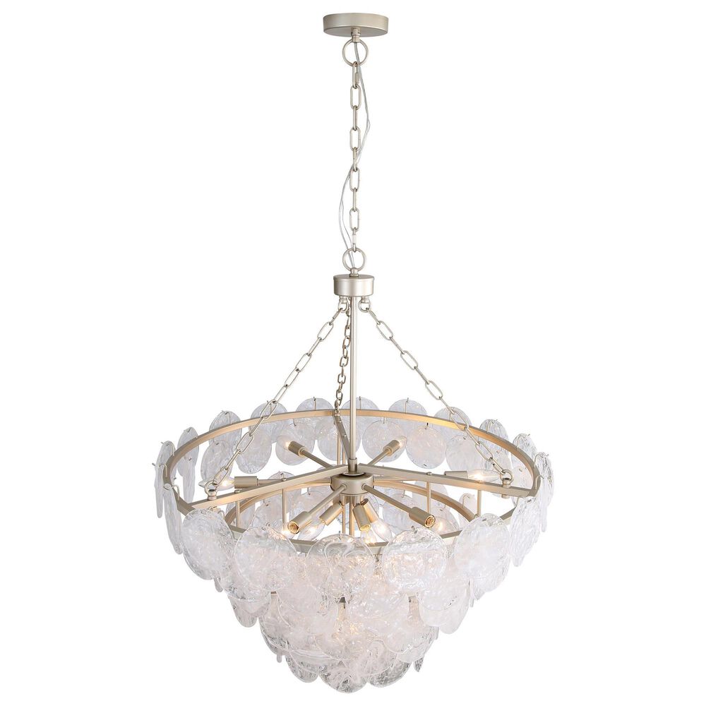 Golden Lighting Cascada 3-Tier 13-Light Pendant with Cirrus Cloud Glass Shade in Aegean Silver, , large