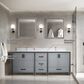 Lexora Home Ziva 80" Double Bathroom Vanity in Dark Grey with 2 cm White Quartz Top and Rectangular Sinks, , large