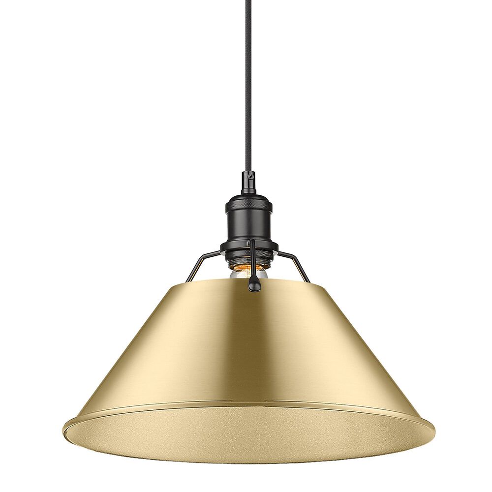 Golden Lighting Orwell 1-Light Wide Large Pendant with Brushed Champagne Bronze Shade in Matte Black, , large