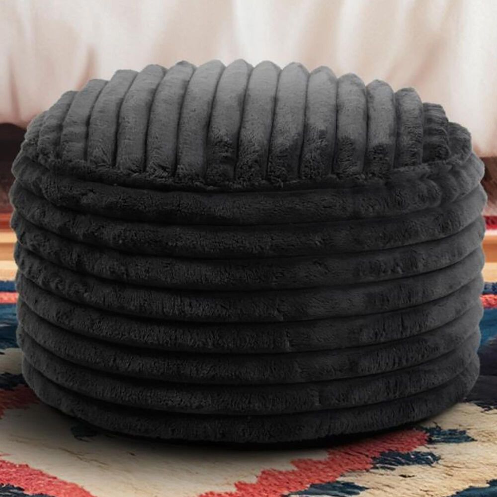 Howard Elliott Shar Pei Short Pouf in Black, , large