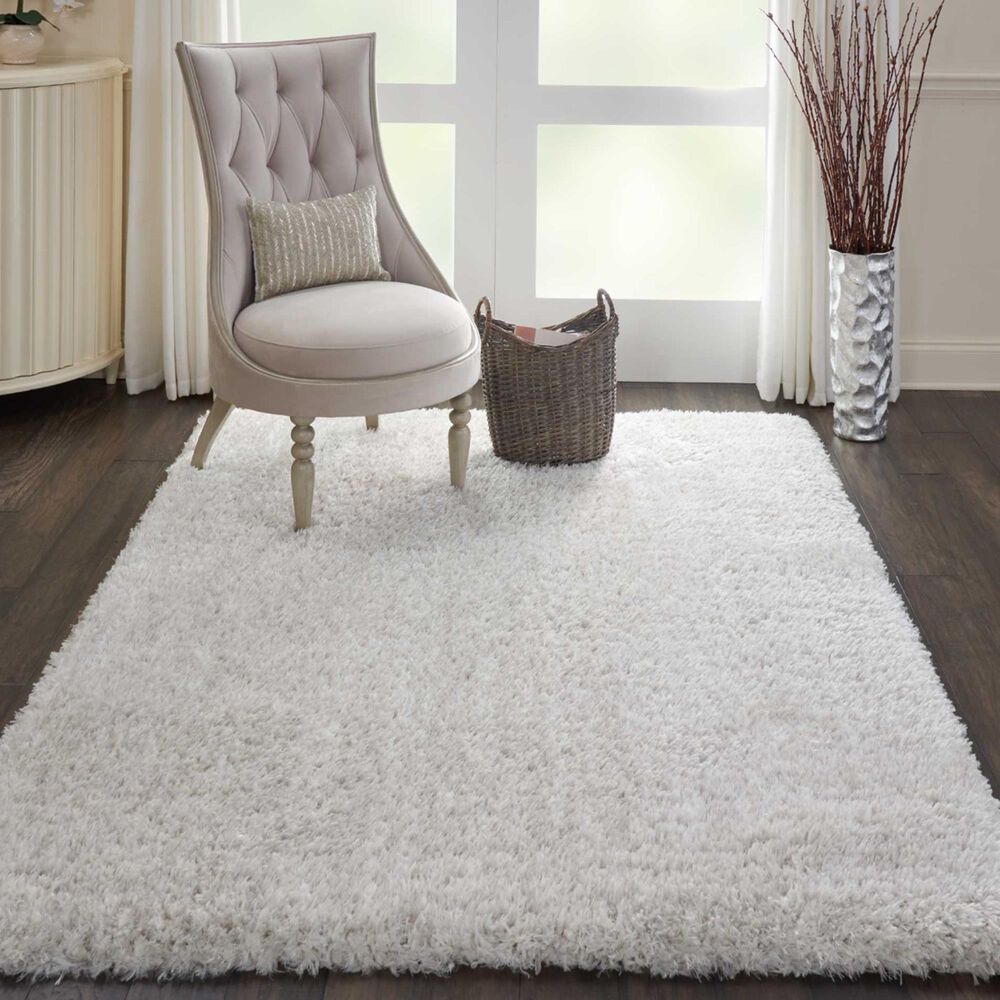 Nourison Luxe Shag LXS01 9&#39; x 12&#39; Light Grey Area Rug, , large