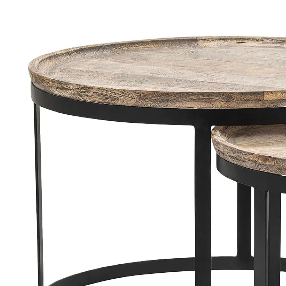 Crestview Collection Bengal Manor Cocktail Tables in Light Mango Wood and Black &#40;Set of 2&#41;, , large