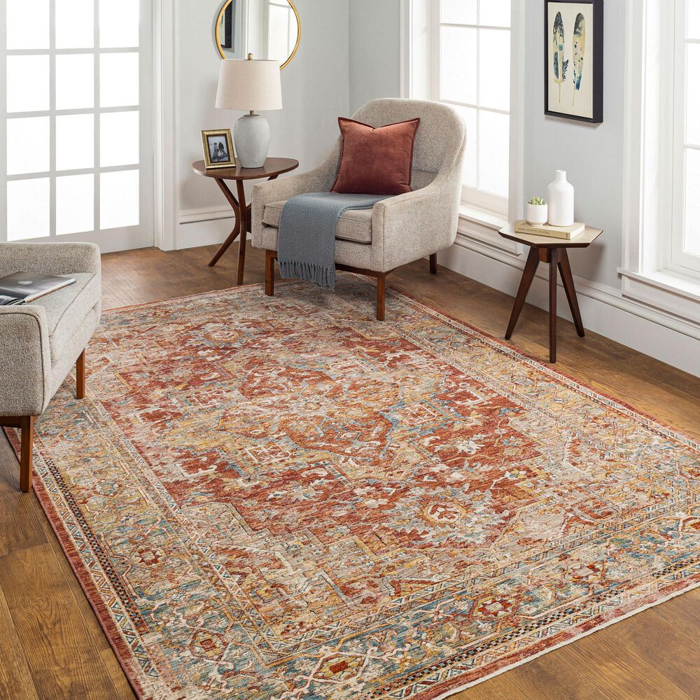 Surya Aspendos APS-2322 7&#39;10&quot; x 10&#39;2&quot; Rust, Teal, Mustard, Black, Medium Gray, Charcoal and Light Beige Area Rug, , large