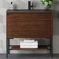 James Martin Vanities Mantova 35.4" Single Vanity in Mid-Century Walnut and Brushed Nickel with 3 cm Charcoal Black Composite Stone Top and Rectangular Sink, , large