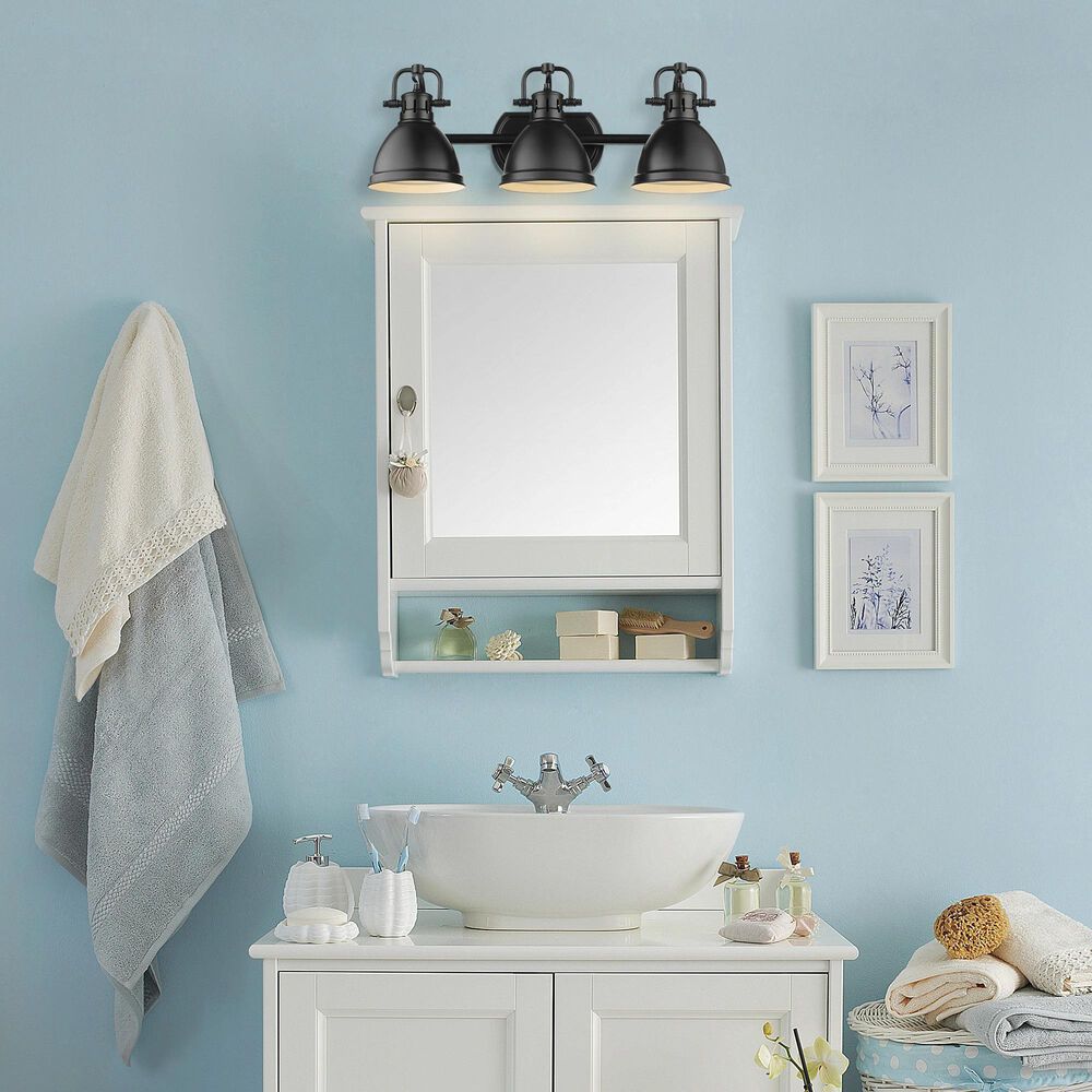 Golden Lighting Duncan 3-Light Bath Vanity in Matte Black , , large