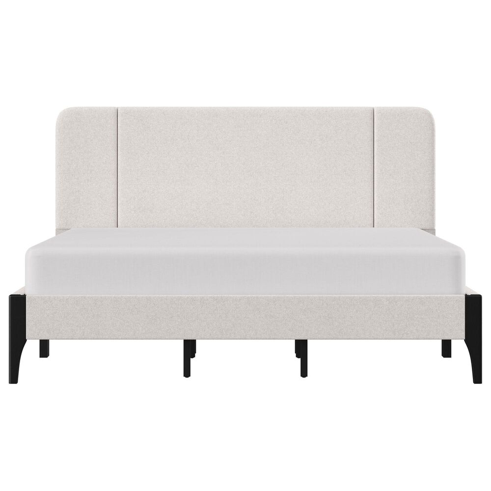 Richlands Furniture Springlee King Platform Bed with Oatmeal Upholstery in Black, , large
