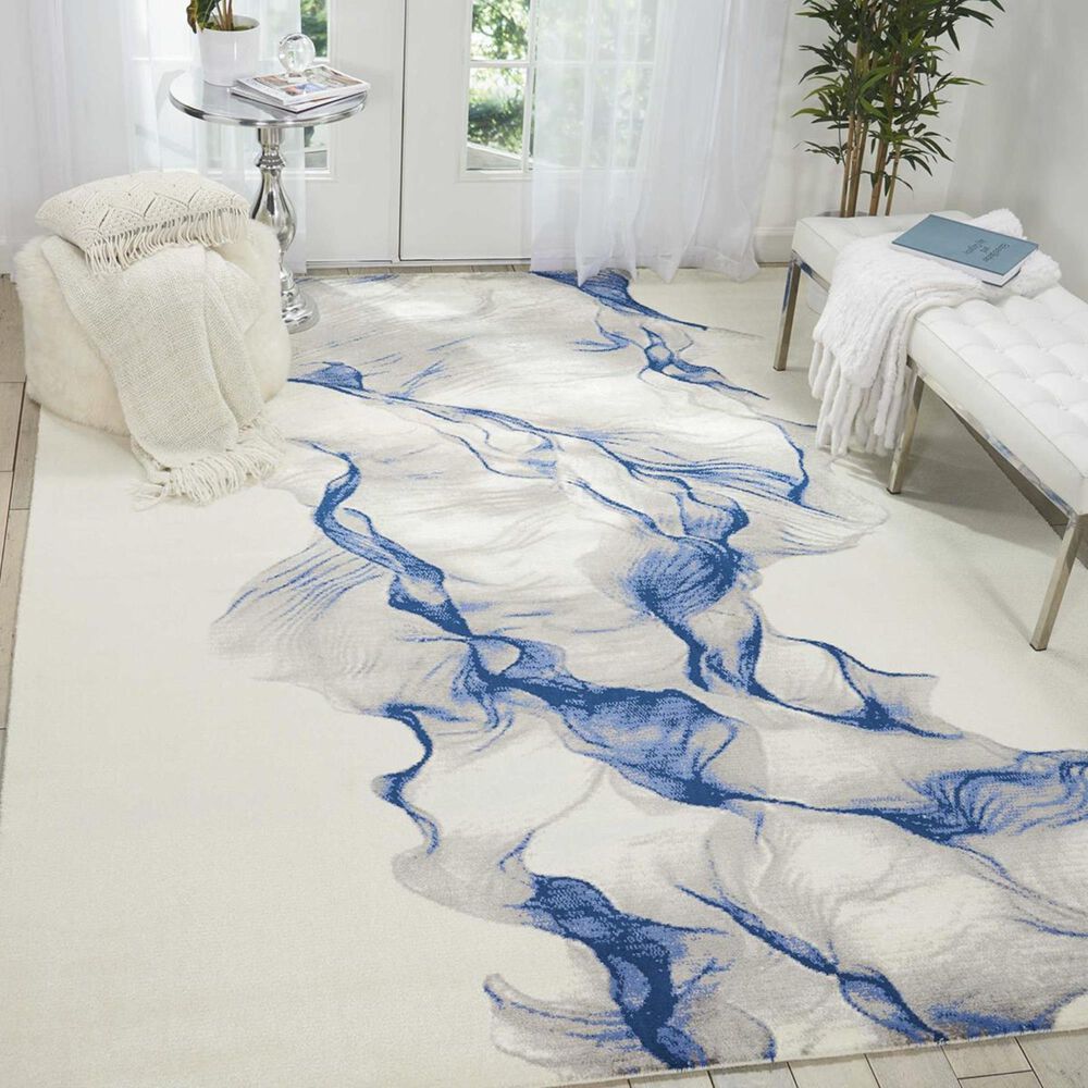 Nourison Twilight TWI27 7"9" x 9"9" Blue Area Rug, , large