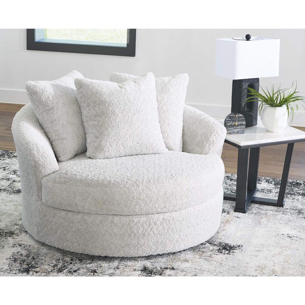 Ashley Cuddle Plush Oversized Swivel Accent Chair in Arctic, , large