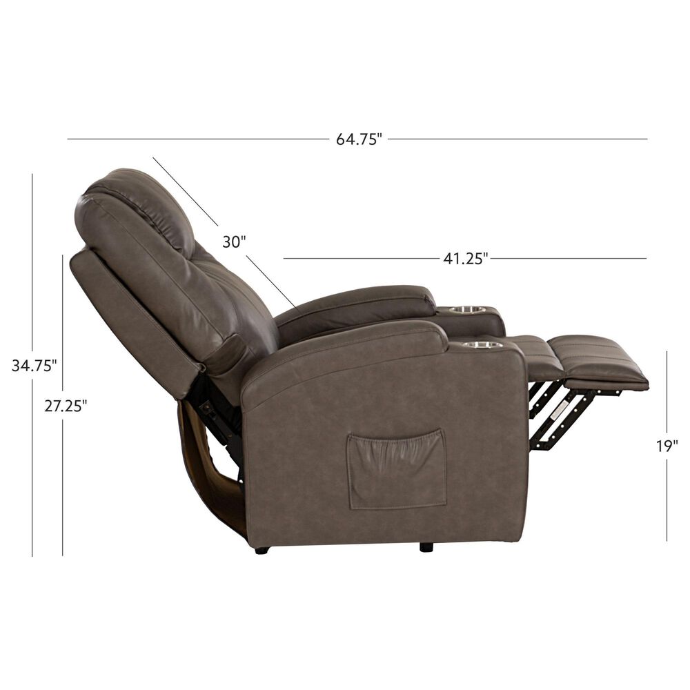 Linon Home Decor Peoria Power Lift Recliner in Mushroom, , large