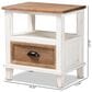 Baxton Studio Glynn 1-Drawer End Table in White and Oak Brown, , large