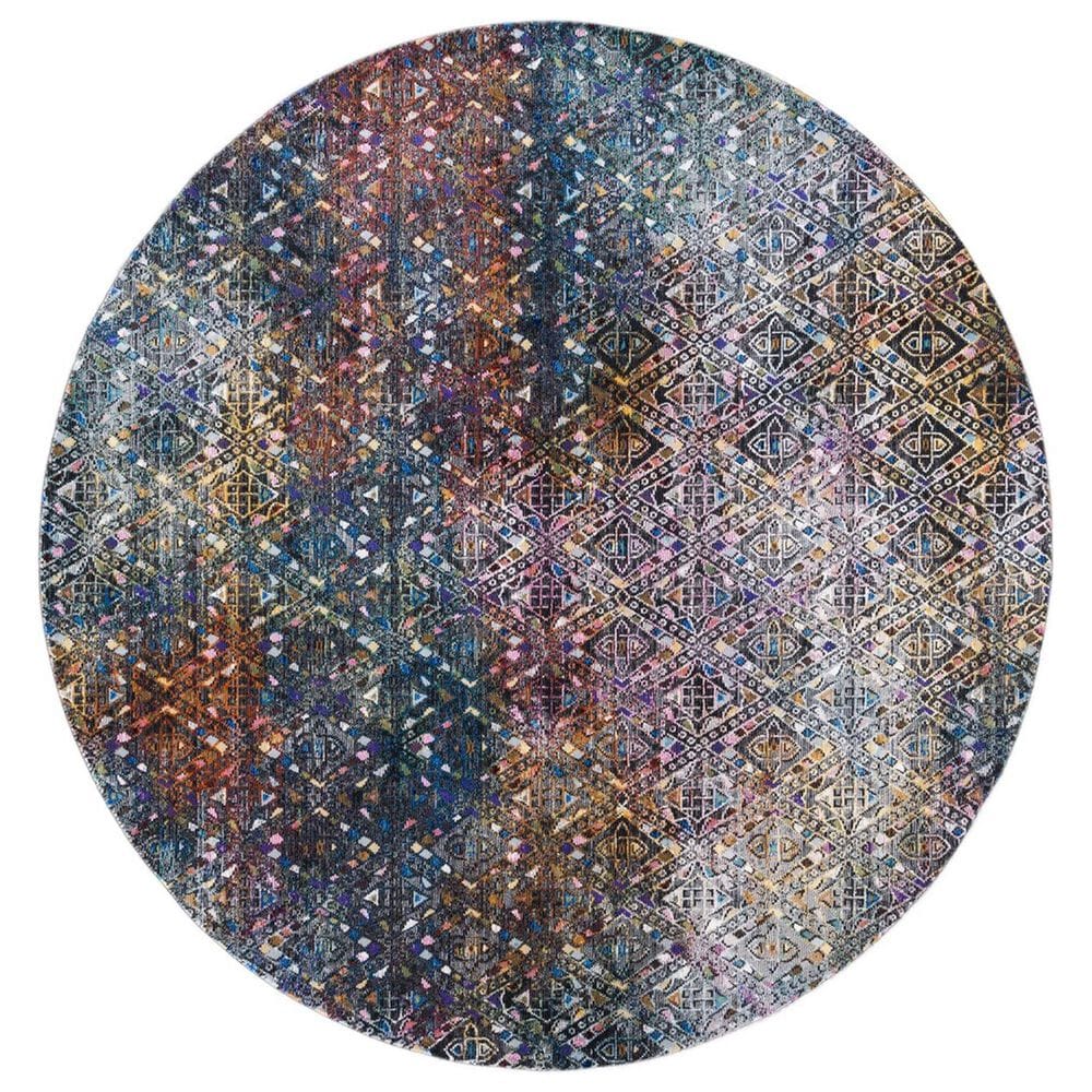 Safavieh Aria 6"6" Round Blue and Ivory Area Rug, , large