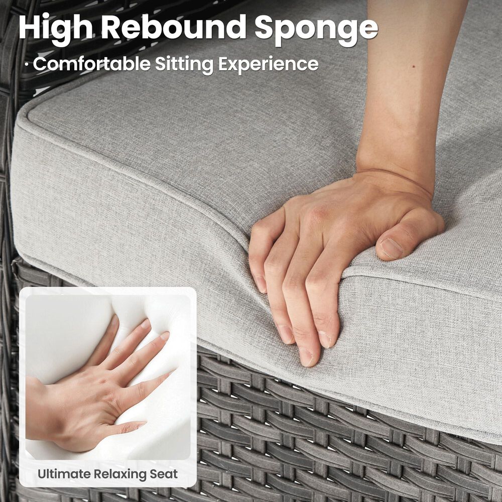 HOMLUX 5-Piece Patio Furniture Set with Chairs and Ottomans, High Back Outdoor Sofa Set, Grey Rattan in Gray, , large