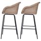 Hearth and Haven Ladd Outdoor Faux Wicker Barstool with Black Metal Frame in Light Brown (Set of 2), , large