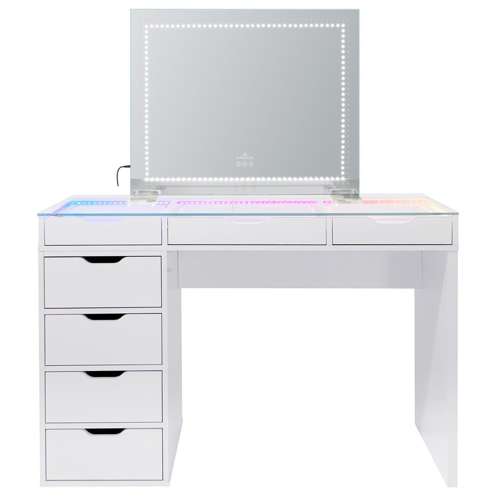 Impressions Vanity RGB Light Vanity and Mirror without Seat in White, , large