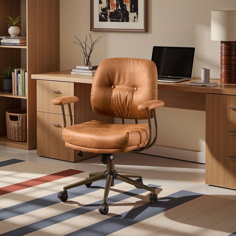 HOMLUX Executive Office Chair with Suede Fabric Cushion in Brown, , large