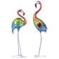 Maple and Jade 2-Piece Tall Textured Rainbow Flamingo Decorative Garden Sculpture Set in Multicolor, , large