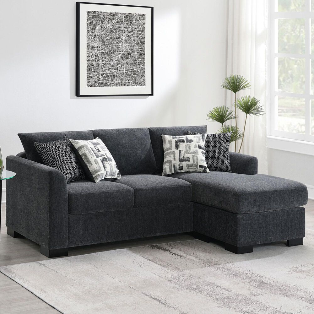 Coaster Storey 2-Piece Stationary Reversible Sleeper Sectional in Dark Grey, , large