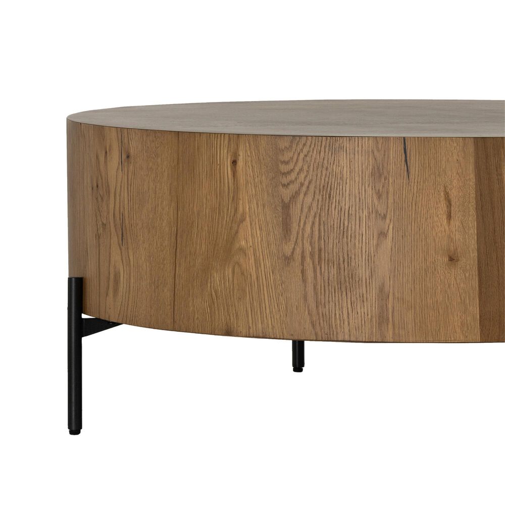 Four Hands Eaton Drum Coffee Table in Amber Oak, , large