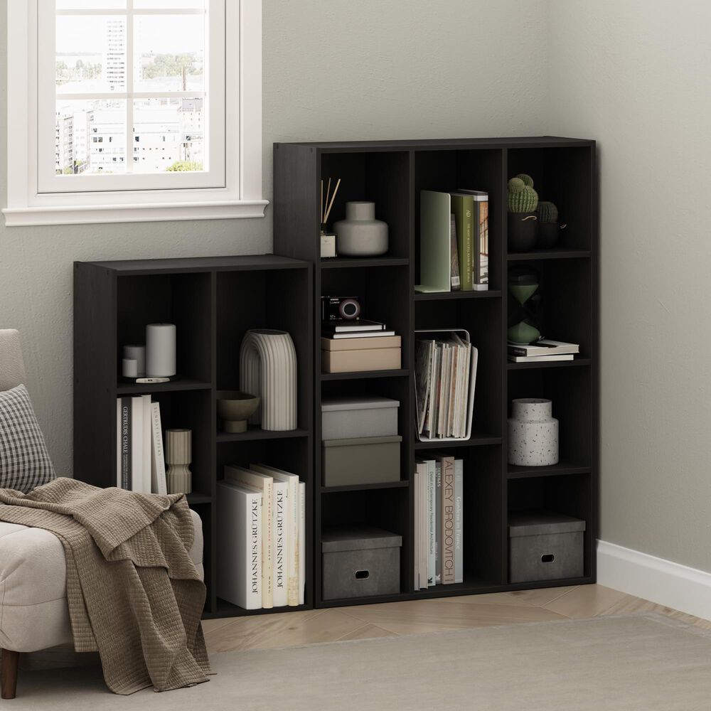 HOMLUX 11-Cube Reversible Open Shelf Bookshelf in Blackwood, , large