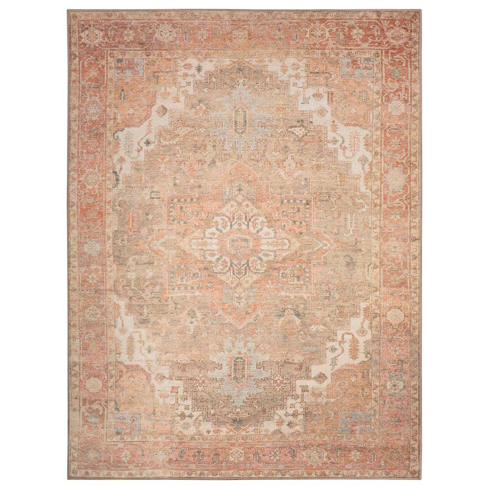 Nourison Vintage Washables Coral and Taupe 7"10" x 9"10" Area Rug, , large