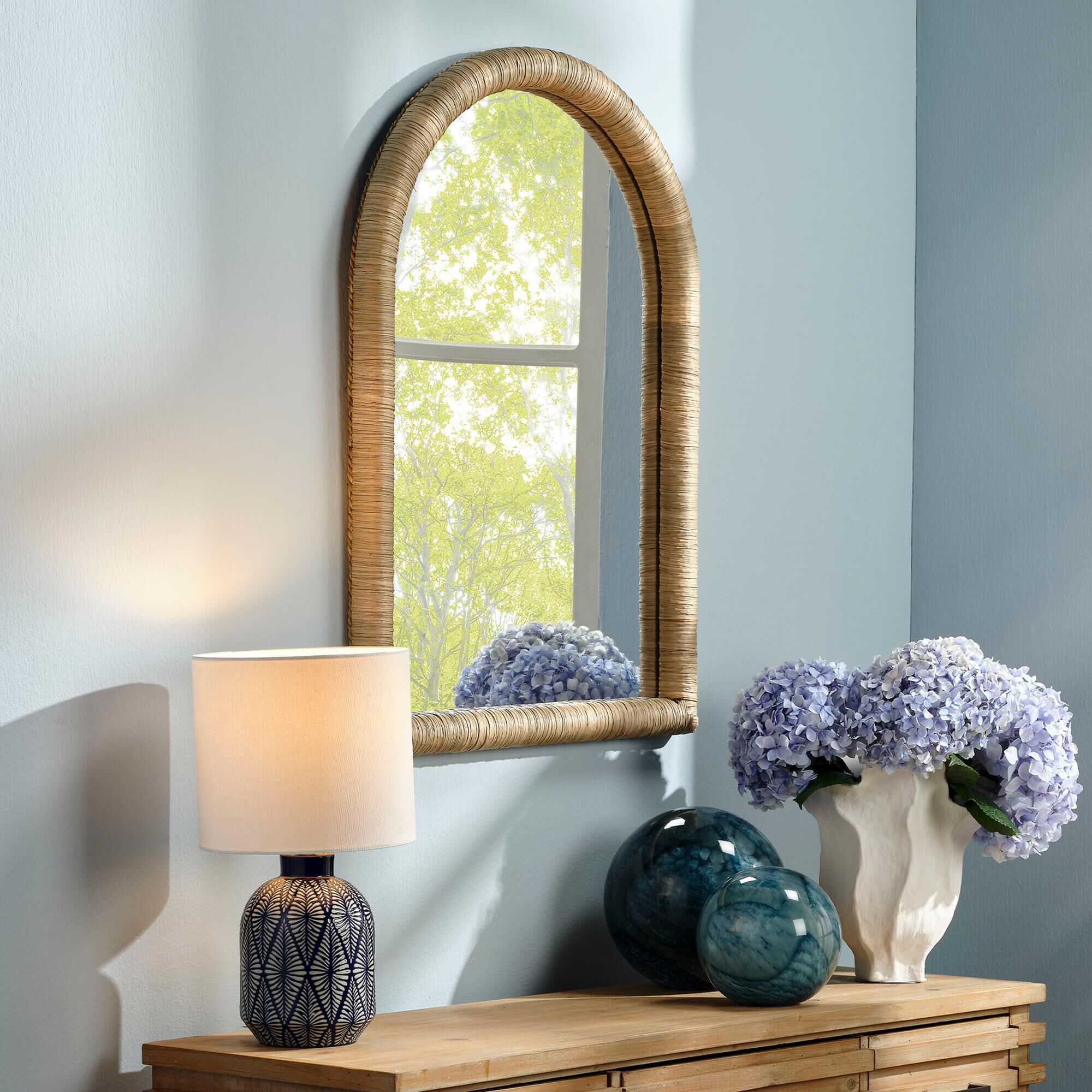 Splendor Living Lindsley Arch Wall Mirror in Natural