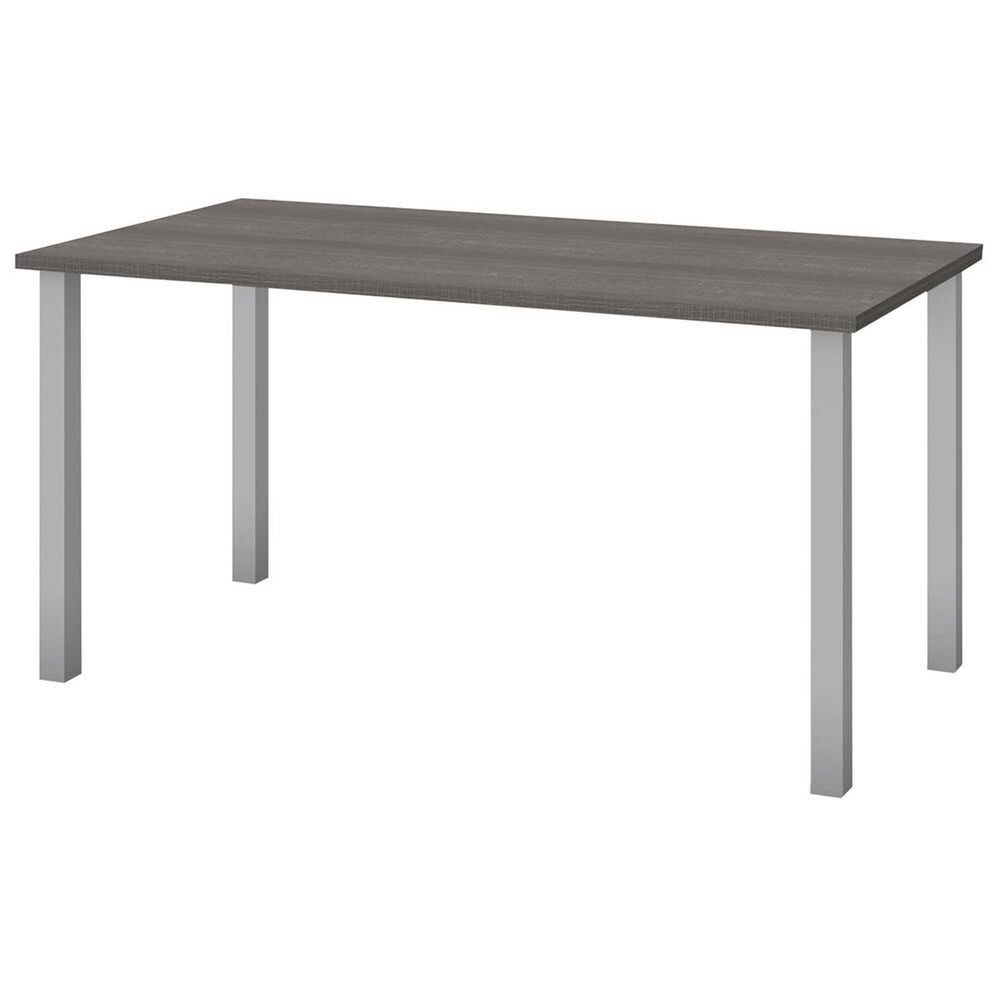 Bestar 60" Table with Square Legs in Bark Gray, , large