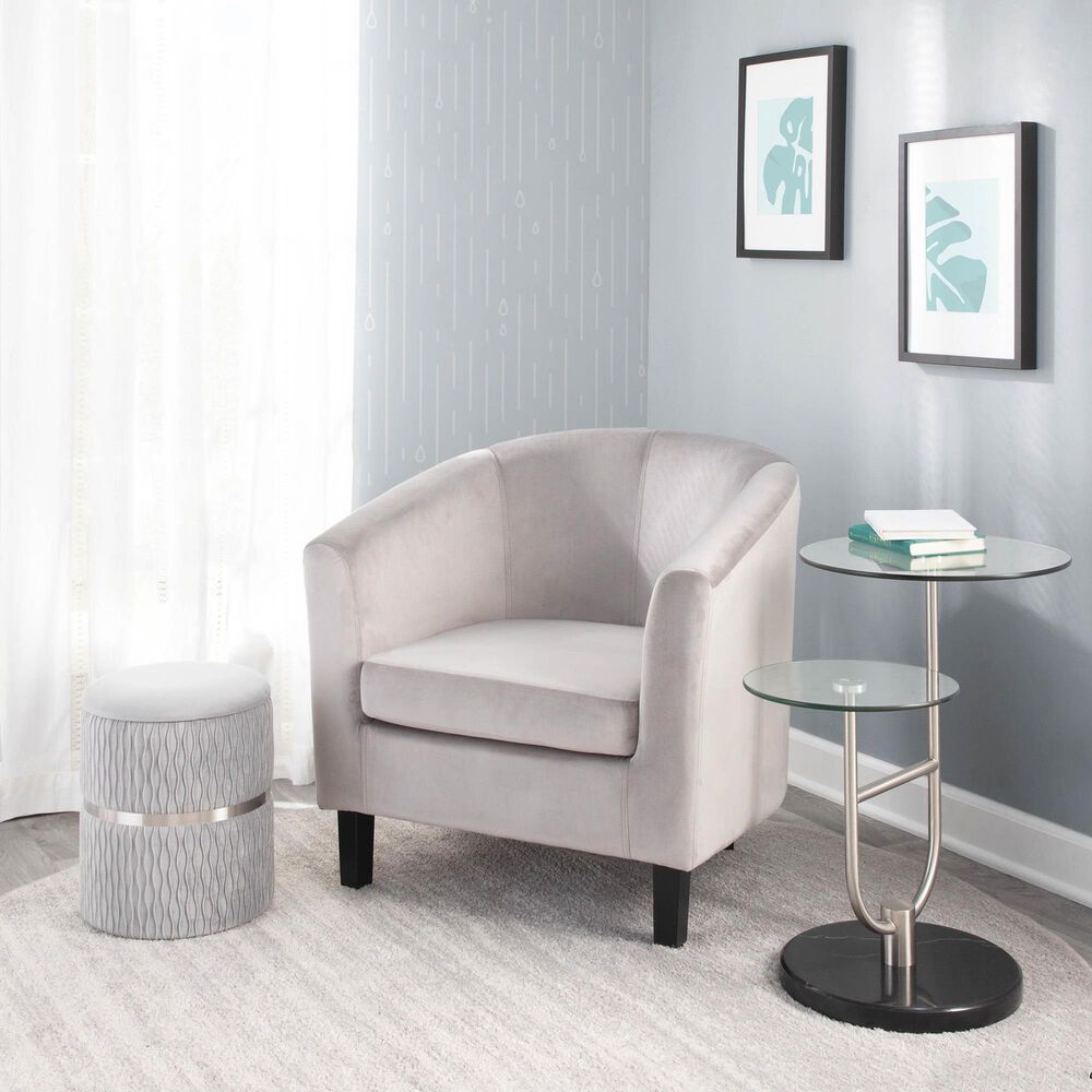 Lumisource Cinch 2-Piece Nesting Ottoman Set in Silver, , large
