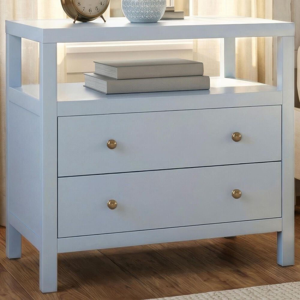 Butler Specialty Company Nora 2-Drawer Wide Nightstand with Open Shelf in Light Blue, , large