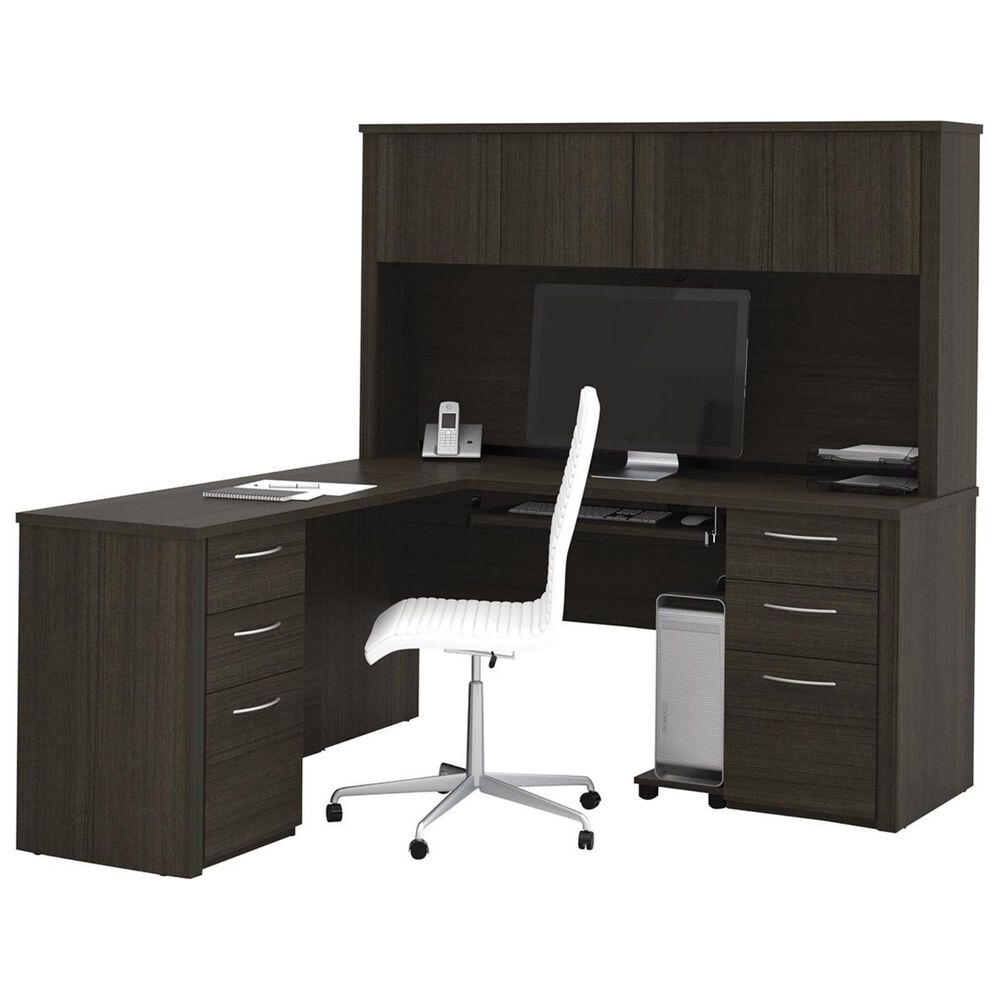 Bestar Embassy 66" L-Shaped Desk In Dark Chocolate, , large