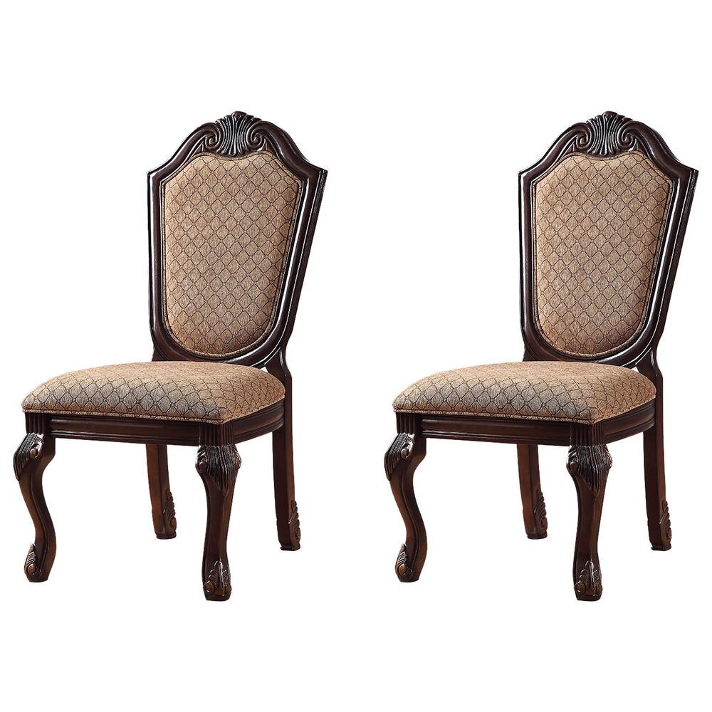 HOMLUX Chateau De Ville Side Chair with Diamond Pattern Fabric Upholstery in Espresso (Set of 2), , large