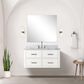 Lexora Home Castor 36" Single Bathroom Vanity in White with 2 cm White Carrara Marble Top and Rectangular Sink, , large