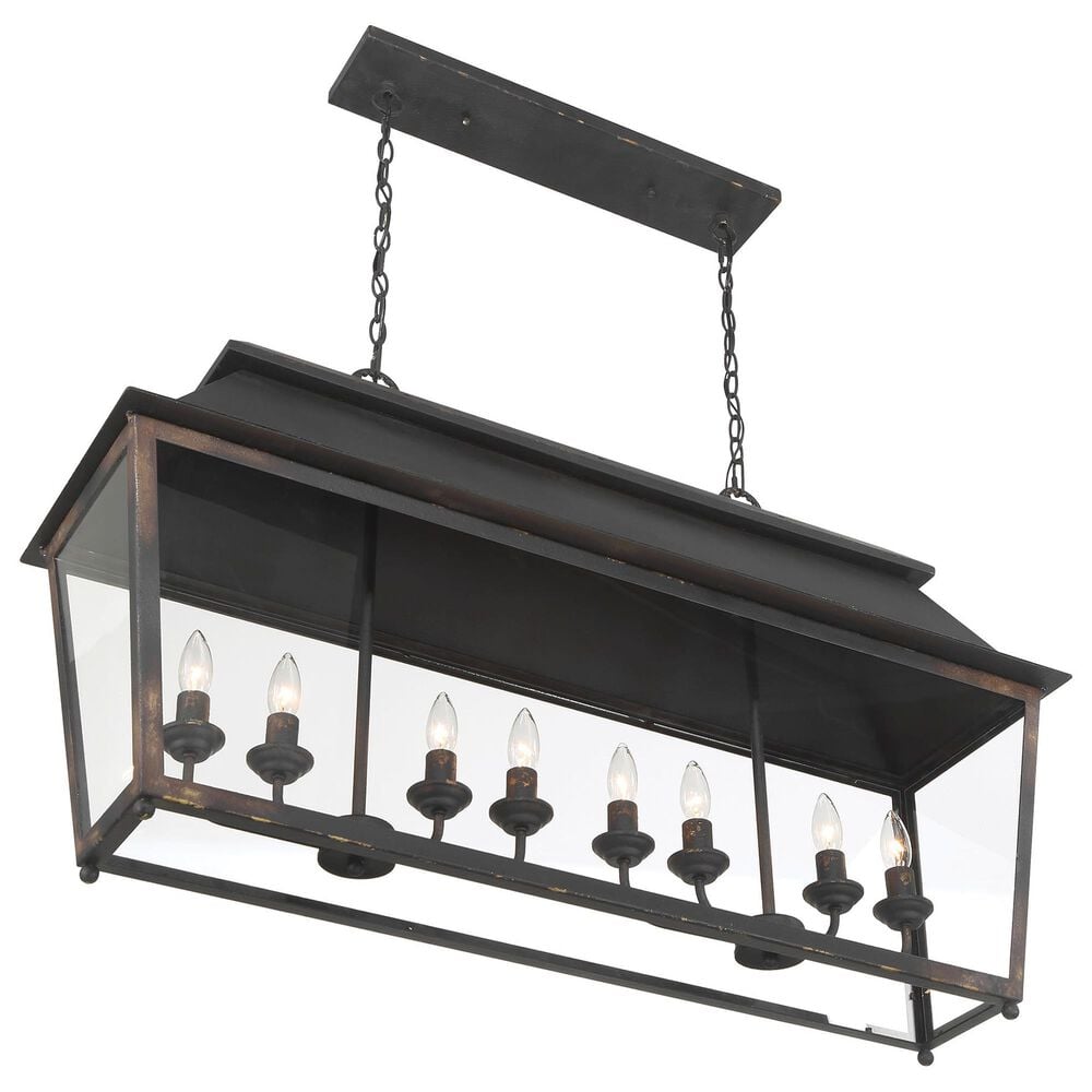 Golden Lighting Abingdon 8-Light Linear Pendant in Antique Black, , large