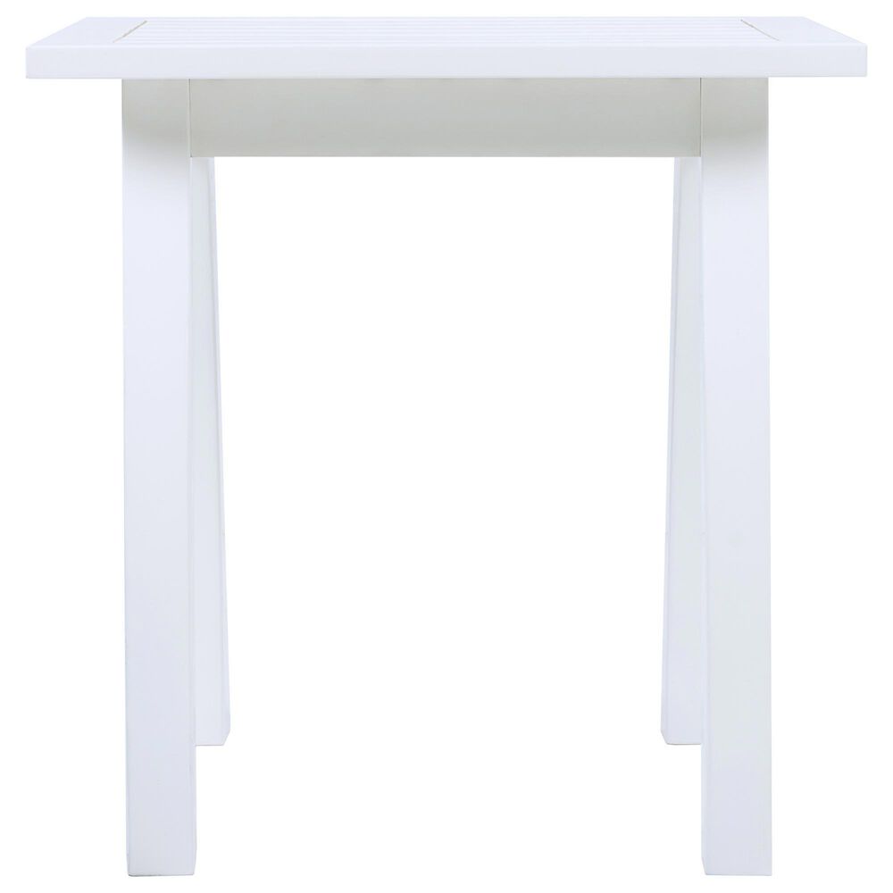 Hearth and Haven Selma Outdoor End Table with Slatted Top and Curved Legs in White, , large