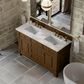 James Martin Vanities Brookfield 60" Double Bathroom Vanity in Honey Oak with 3 cm Carrara White Marble Top and Rectangular Sinks, , large