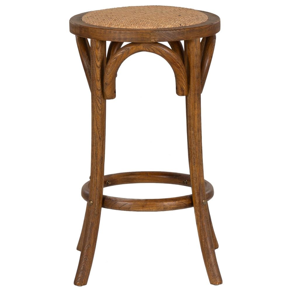 Linon Home Decor Rae Rattan Counter Stool in Rich Walnut, , large