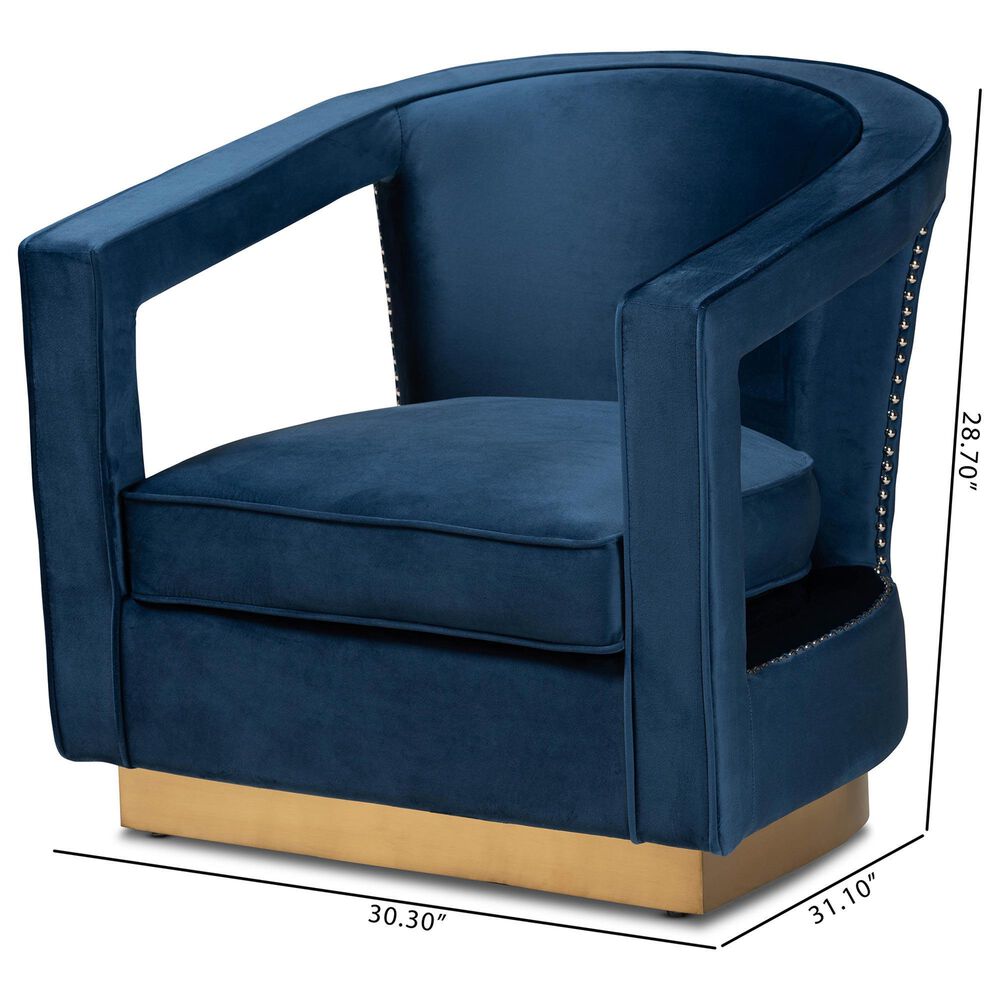 Baxton Studio Neville Arm Chair in Navy Blue, , large