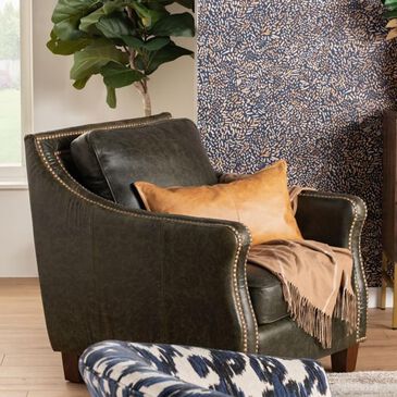 Vintage Leather Jan Leather Chair in Distressed Forest Green, , large
