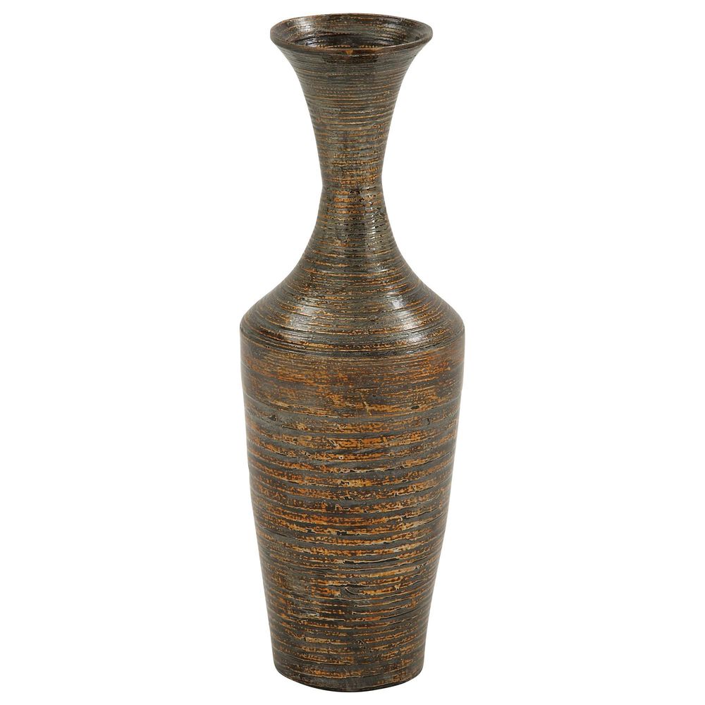 Maple and Jade 23" Traditional Bamboo Vase in Dark Brown, , large