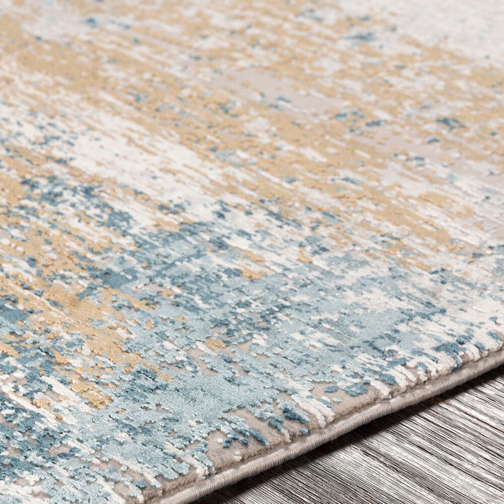 Surya Solar 6&#39;7&quot; x 9&#39;6&quot; Sky Blue, Dark Blue, Saffron, White, Gray and Charcoal Area Rug, , large