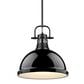Golden Lighting Duncan 1-Light Pendant with Rod and Black Shade in Matte Black, , large