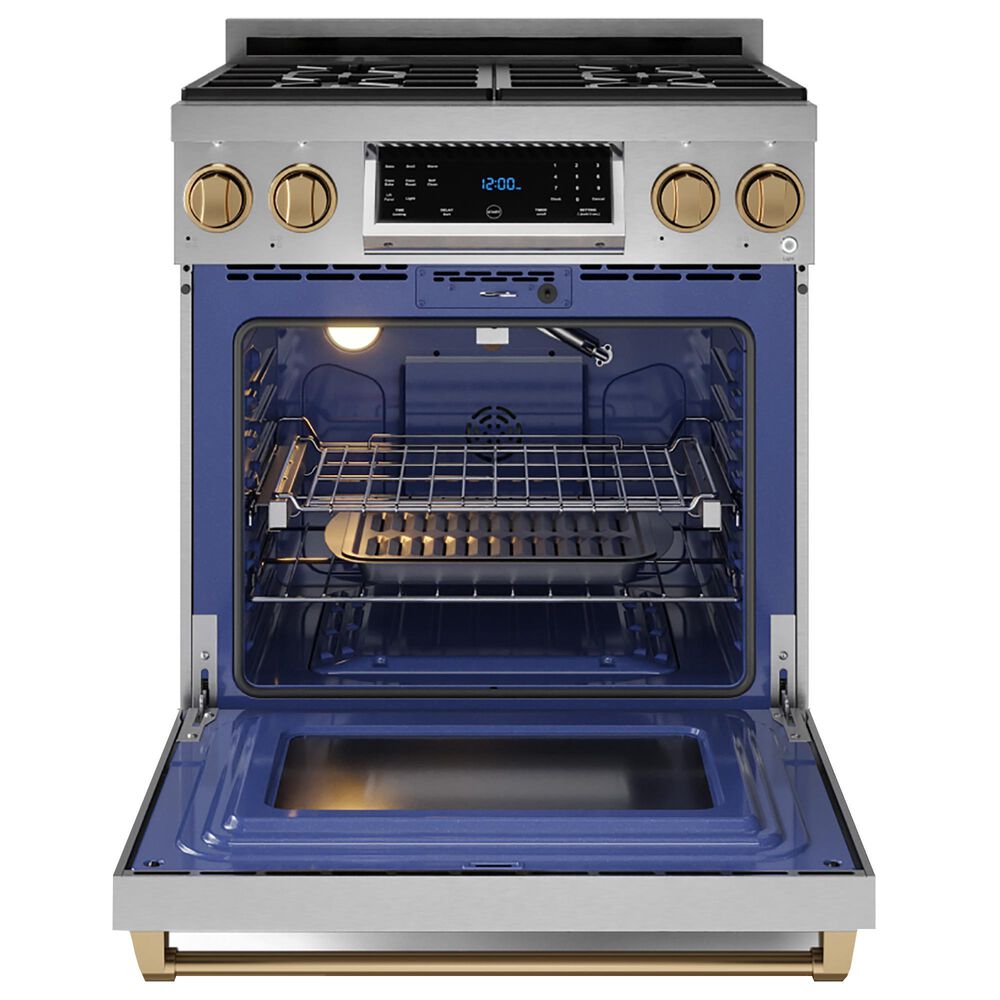 Thor Kitchen Gordon Ramsay 4.55 Cu. Ft. 30&quot; Professional Liquid Propane Range with Bronze Handle Kit in Stainless Steel, , large