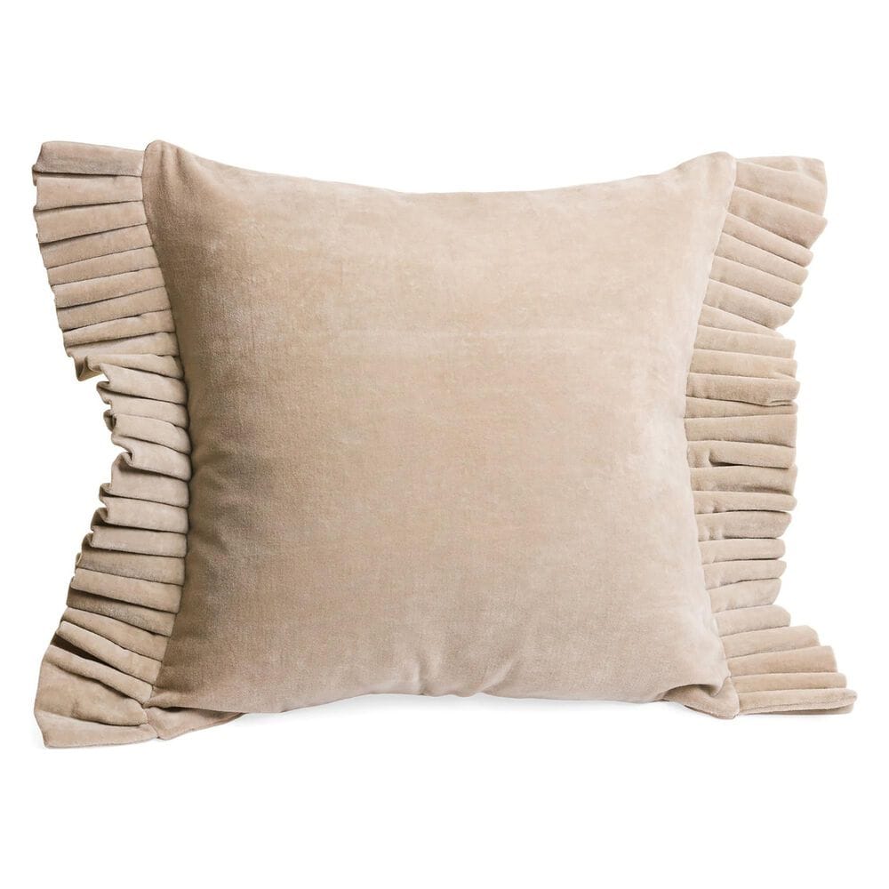 Accents De Ville 17" Square Throw Pillow with Sides Frills in Beige, , large