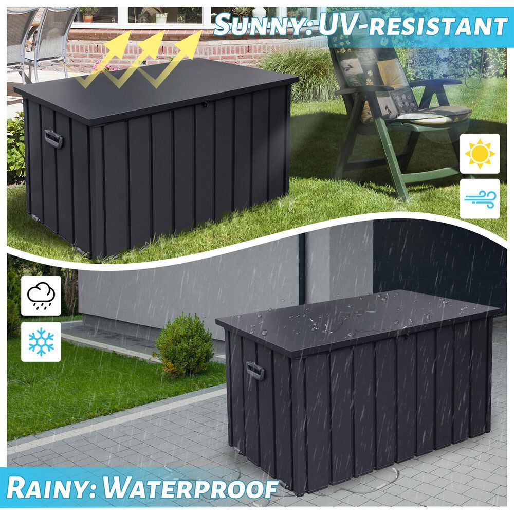 Hearth and Haven 200-Gallon Outdoor Storage Deck Box with Fabric Storage Bag in Dark Gray, , large