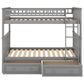Hearth and Haven Twin over Twin Convertible Bunk Bed with Drawers in Gray, , large