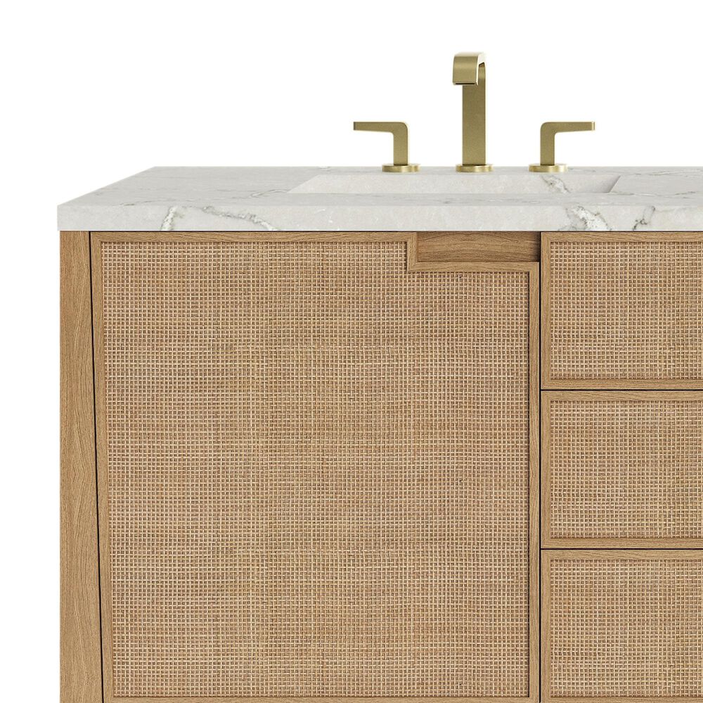 James Martin Vanities Solene 72&quot; Double Bathroom Vanity in Seaside Oak with 3 cm Victorian Silver Quartz Top and Rectangular Sinks, , large