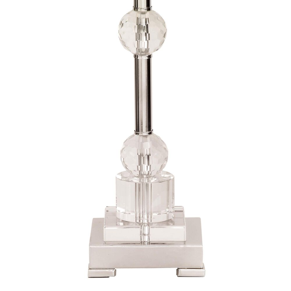 Maple and Jade 30&quot; Metal Stacked Crystal Table Lamp with Dual Shades in Silver and Clear, , large